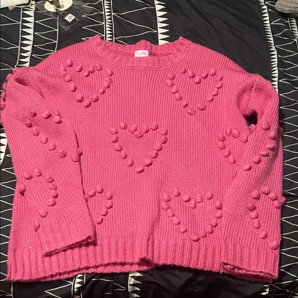 Pink Lily Fuchsia Heart Knit Sweater